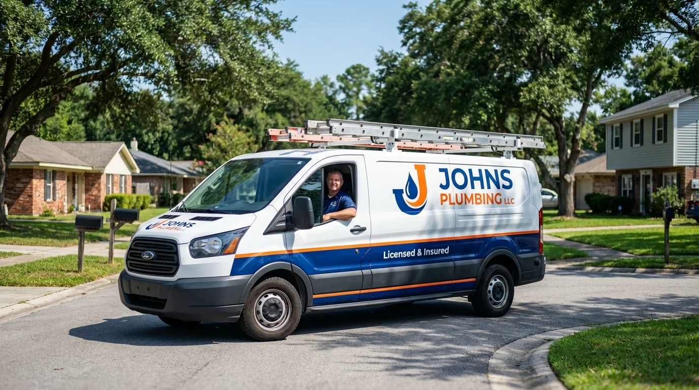 Johns Plumbing LLC service van in Saint Augustine, FL