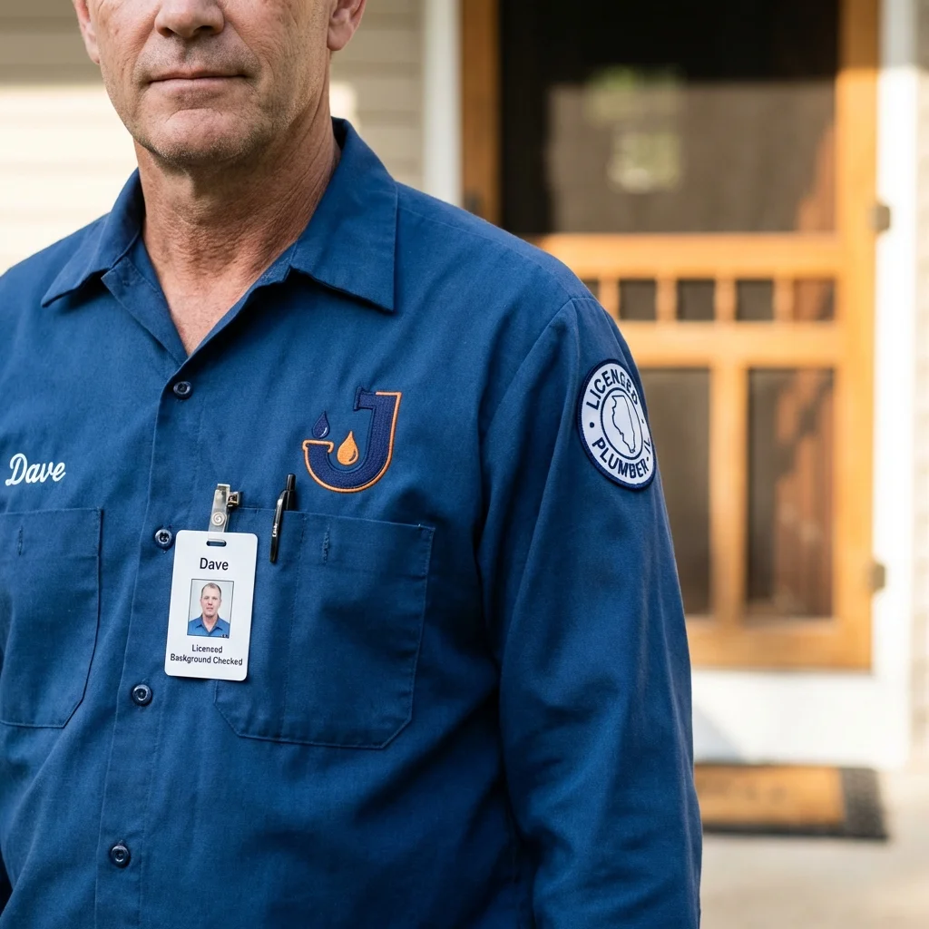 Licensed plumber showing ID badge in Saint Augustine, FL